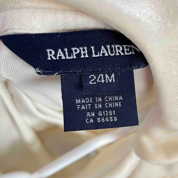 Ralph Lauren Short Sleeve Cream Velvet Dress Girls Size 24 Months - Picture 4 of 9